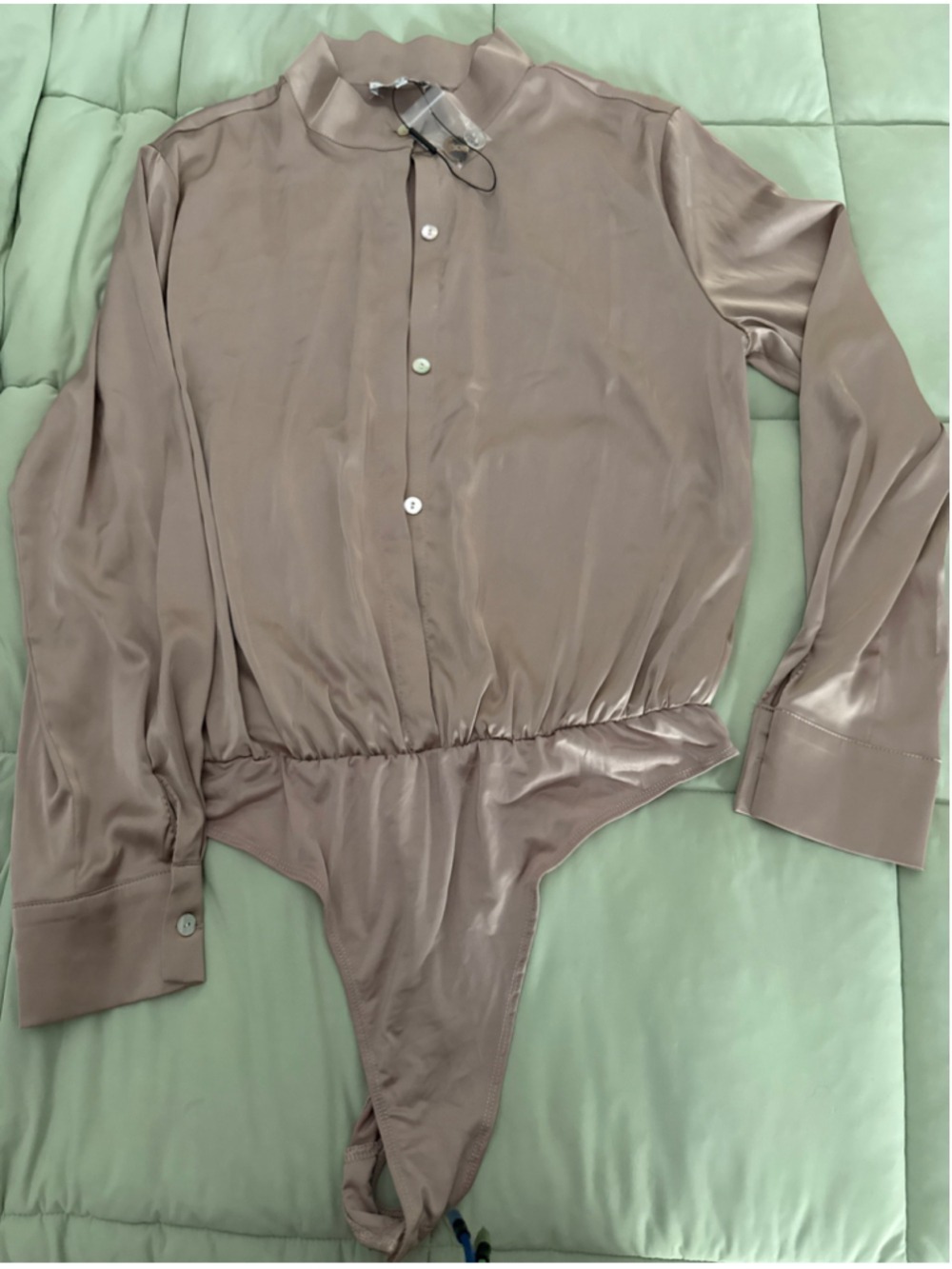 #0262 - Women's Fashion Nova Taupe Long Sleeve Bodysuit L